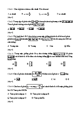 Đề kiểm tra 1 môn Toán - Phần số phức